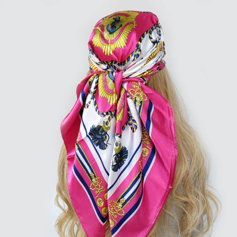 2022 Fashion Imitated Silk Scarf Ladies Outdoor Print Luxury Neck Hair Decorate Headband Scarf Outdoor Small Kerchief Soft Wrap