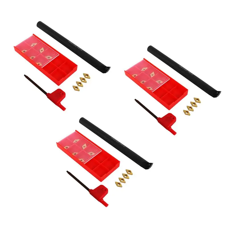 

AT21-36Pcs Dcmt0702 Carbide Inserts + S12M-Sducr07 Boring Bar 150Mm With Wrench For Cnc Lathe Inner Turning Tools