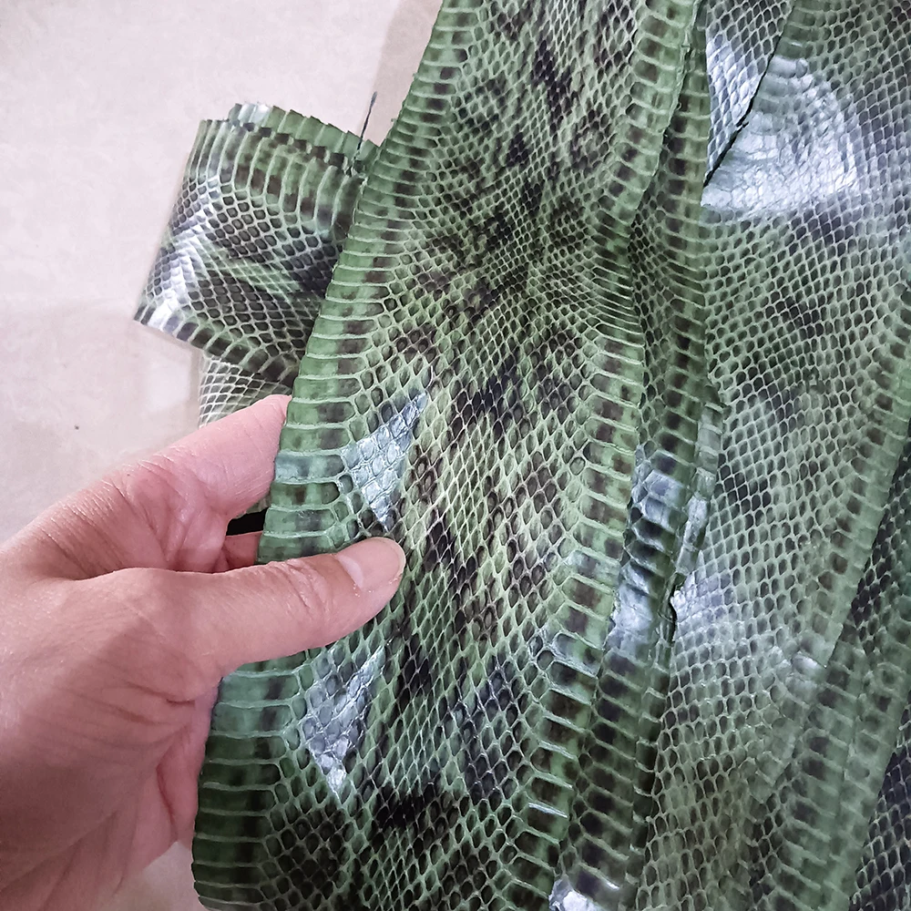 Green Series Snake Skin Printing Leather Snake Skin for Phone Case, Leather Bag, Belt DIY, Handmade Watch Strap Making Materials