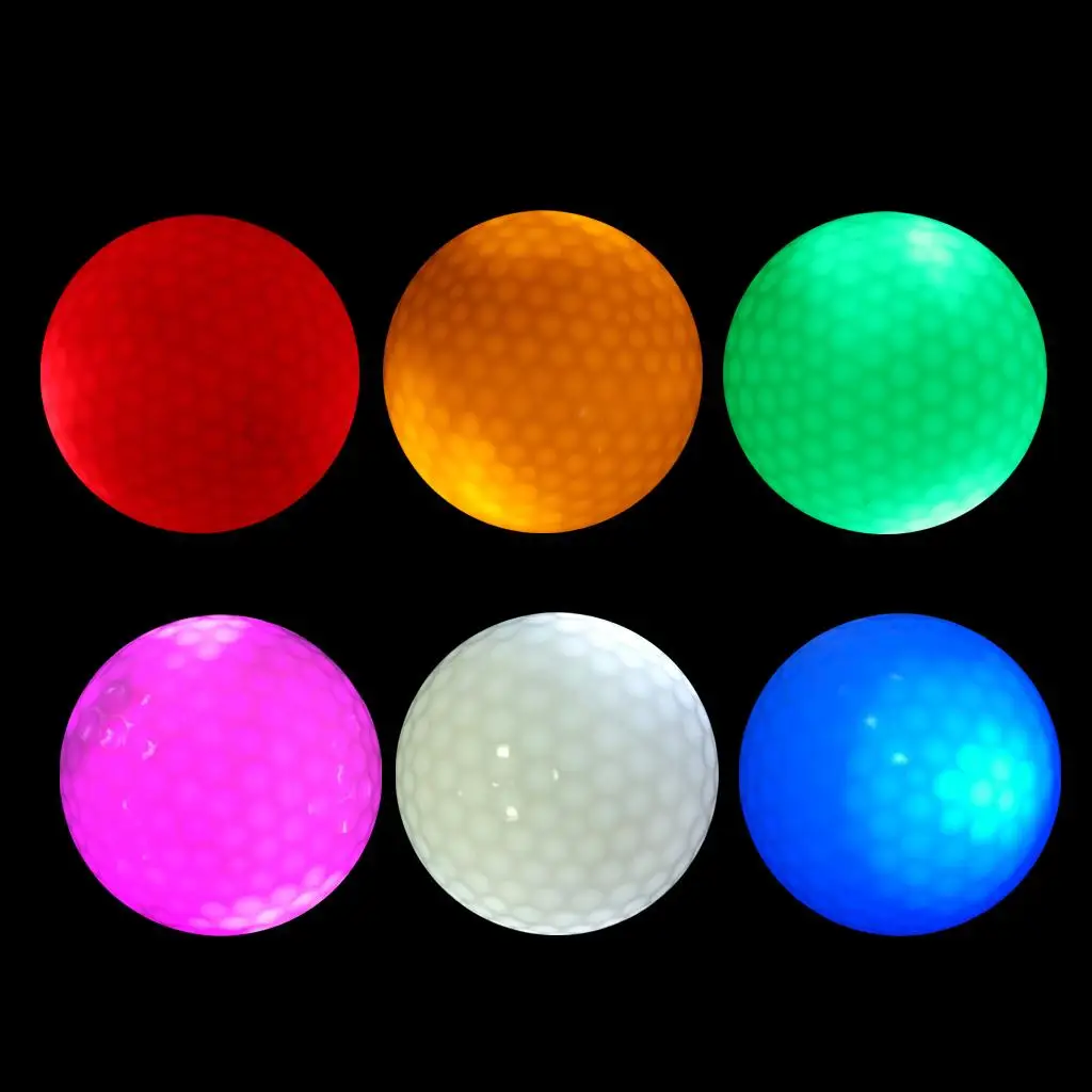 6pcs LED Golf Balls Luminous Training Balls Official Size 42.6mm