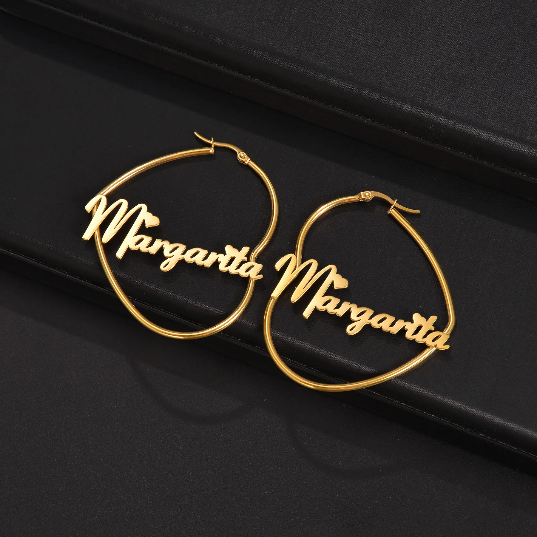 Серьги с бриллиантами, персонализированные обручи с именем на заказ, круг с буквами из нержавеющей стали для женщин и девочек, вечерние ювелирные изделия, праздничные подарки