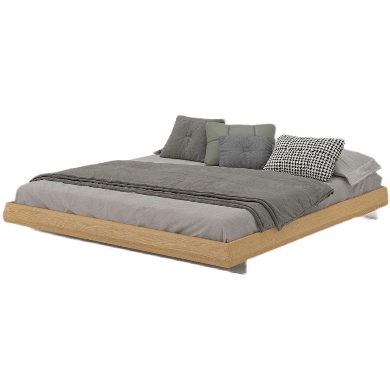 

Скандинавский дом, бесшумный ветер, дуб, без прикроватной тумбочки, простой, легкий, роскошный, из массива черного ореха, двойная кровать с полкой b ed