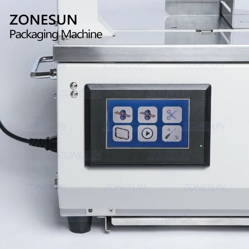 ZONESUN สายรัดอัตโนมัติเครื่อง Opp Hot Melt ซูเปอร์มาร์เก็ตผักวิดน้ําสําหรับไส้กรอกอาหารเทปสายรัดเครื่อง