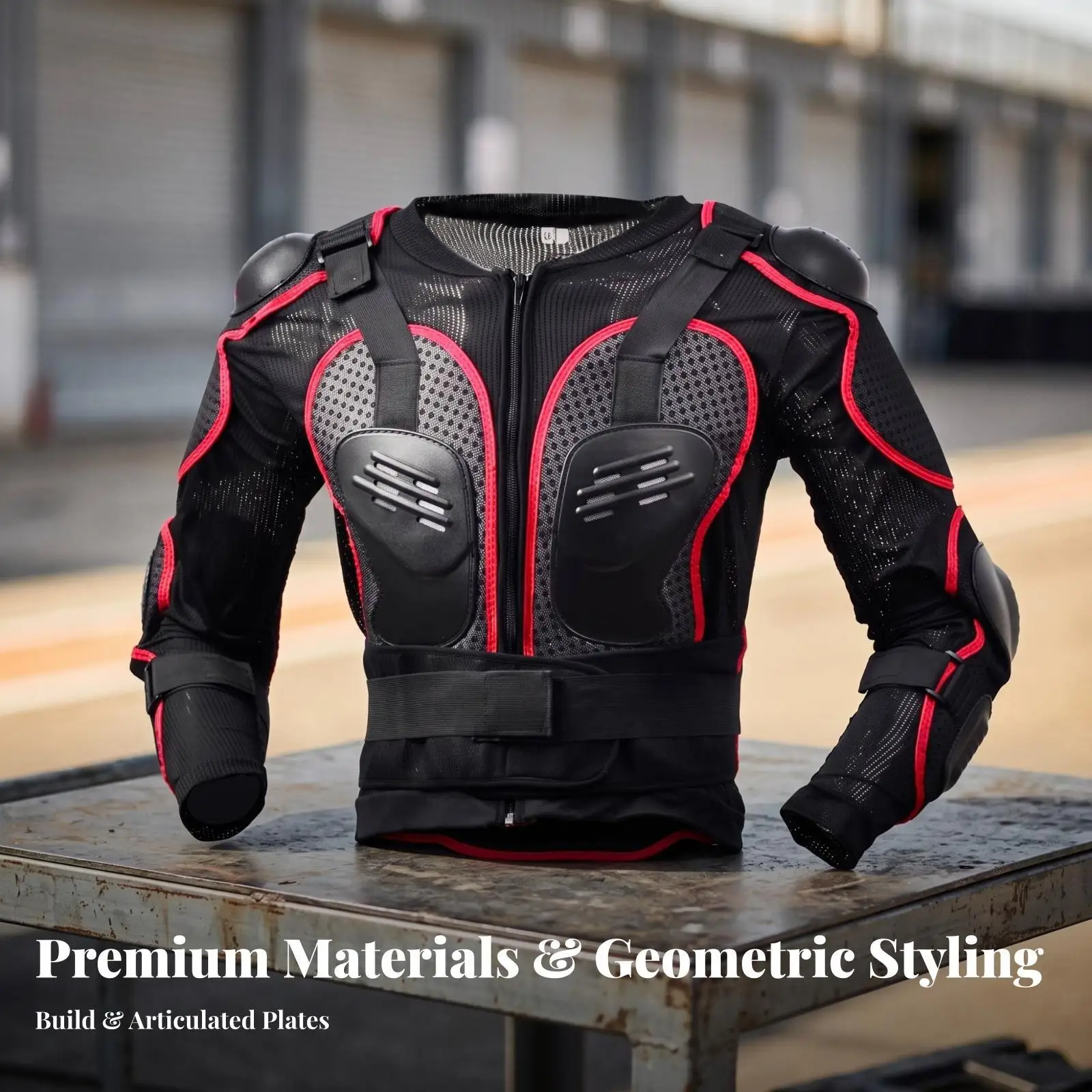 Men's Summer Motorcycle Armor Coat with Adjustable Waist and Zip Front for Motocross Trail Daily Use