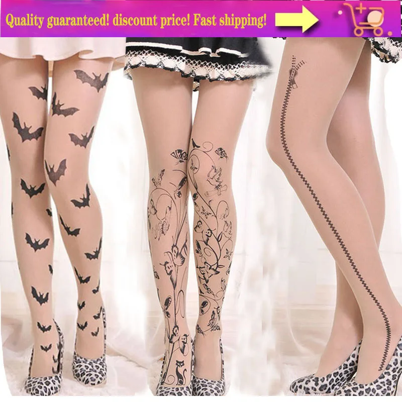 

3Pcs/ Tattoo Stockings Pantyhose Sexy Stocking Patterned Tights for Women Girls