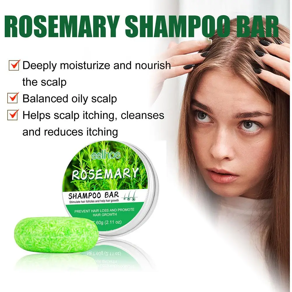 Rosemary Hair Regrowth Shampoo Bar Deep Cleansing Hair & Scalp Anti Hair Loss Shampoo Soap for Treated Dry Damaged Hair 60g