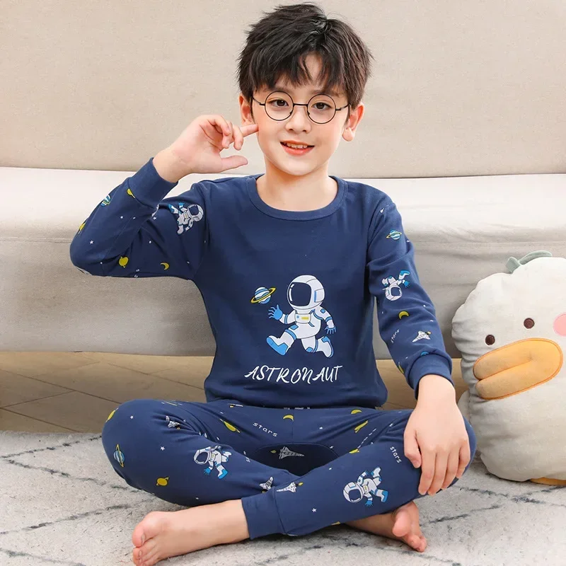 

Girls Pajamas Sets 2 To 3 4 5 6 7 8 9 12 Years Cute Cat Print 100% Cotton Cartoon Boys Pyjamas Dino Kids Children Home Clothing