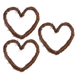 3 Pcs Heart Shaped Wreath Set Rattan Wreath Base Diy Material Christmas nament Home Decor Garland Festive Party Decoration Craft