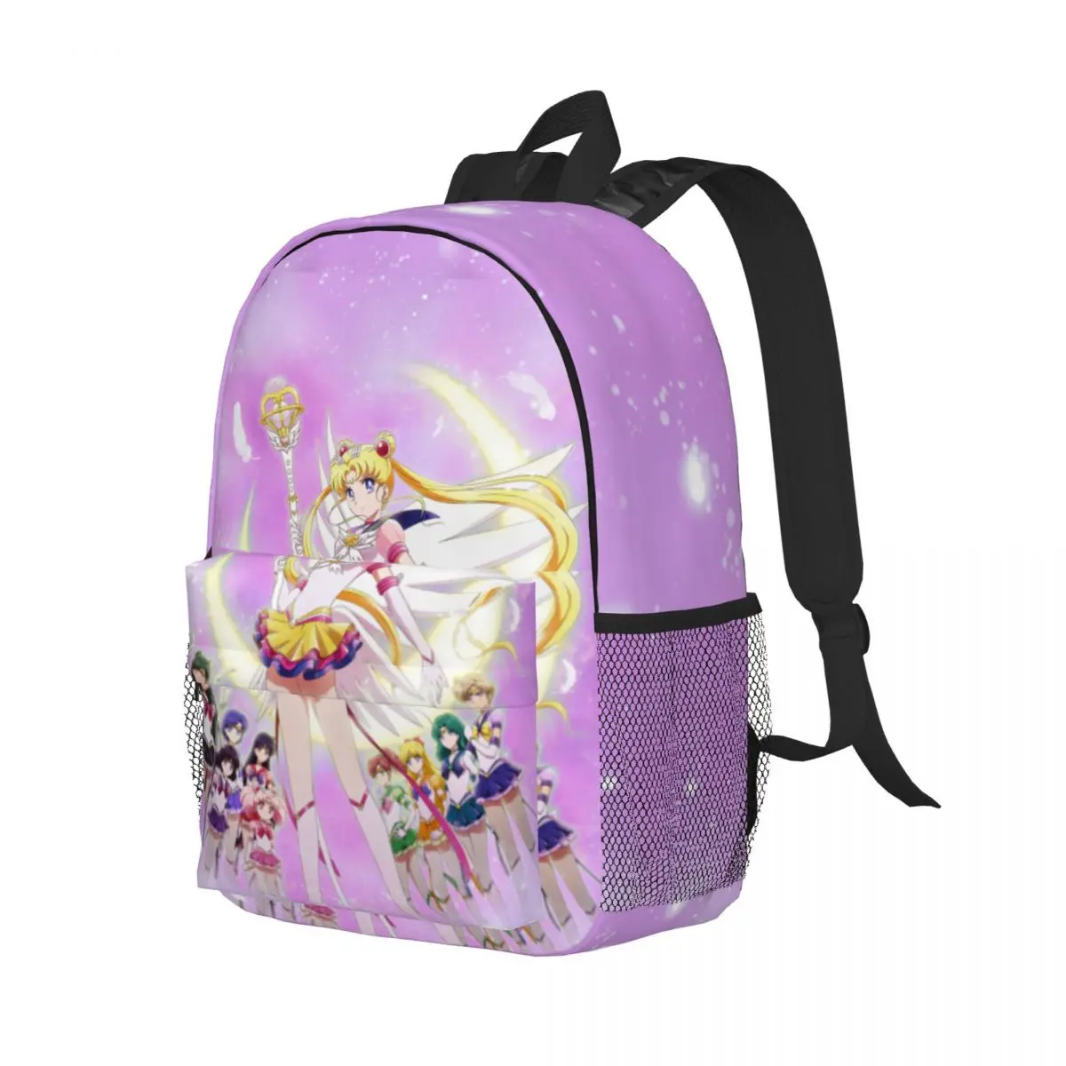 Sailor-Moon Print mochila leve, saco escolar padrão novo na moda, 15"