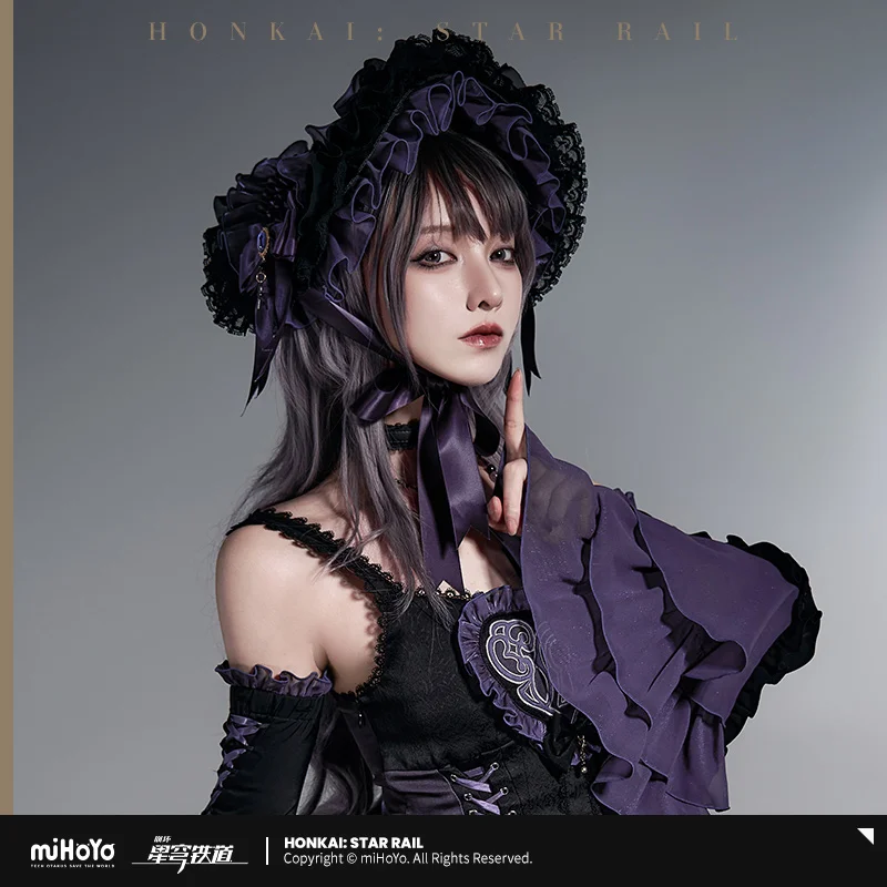 【Genuine Pre Sale Honkai Star Rail】 The Herta Vintage Hat Black Purple Theme Impression Series Anime Cosplay Cap Gift