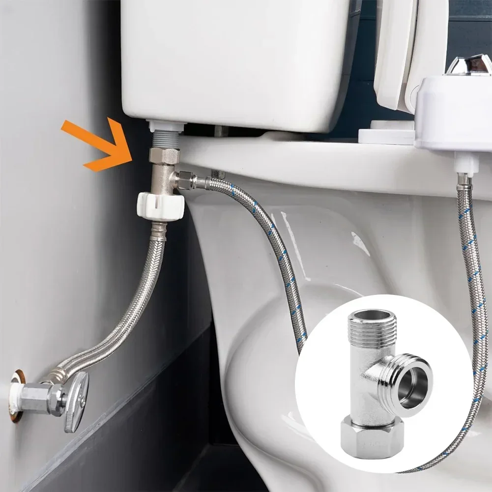 3 Way Brass Valve T Piece With Secure Rubber Sealing And Threaded Connections For Residential Bathroom And Kitchen Plumbing