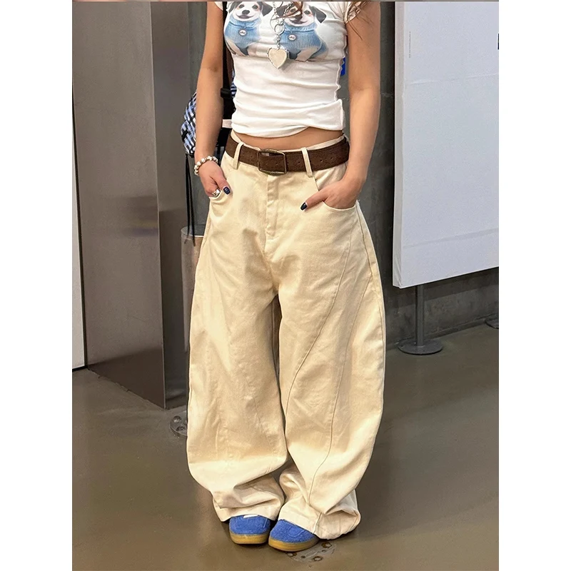 Mulheres vintage gráfico bordado y2k carga jeans harajuku oversize perna larga calças jeans japonês 2000s 90s emo namorado calças