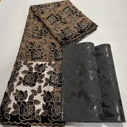 Luxurious Korea Velvet Sequins African Embroidery Guipure Lace Neat Prestigious Cord Fabric 5Yards Match 3D Swiss Sego Headtie