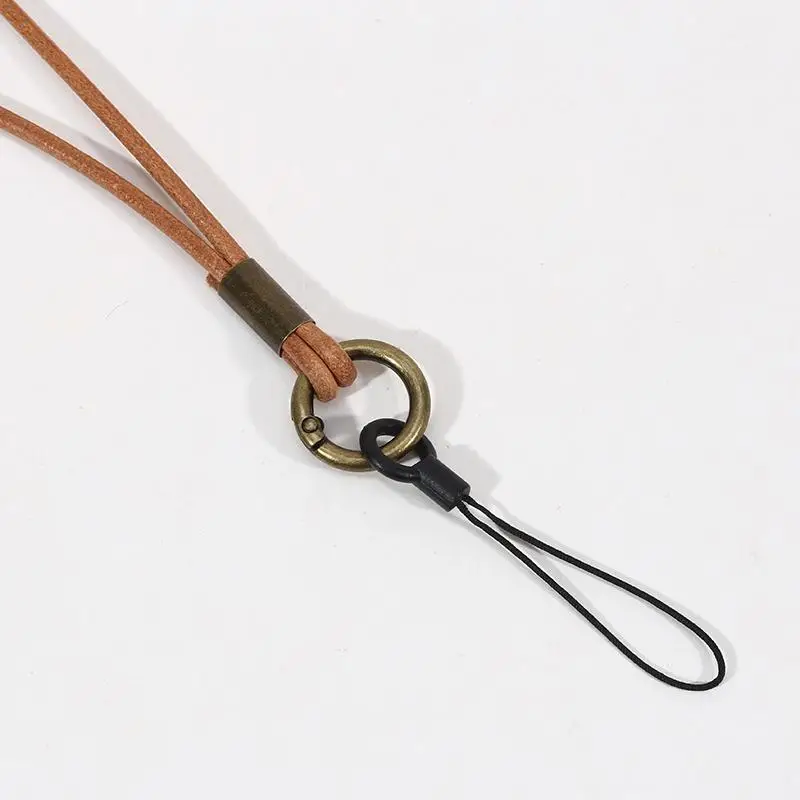 

New 1PC Genuine Leather Lanyard Neck Strap For Mobile Phone Bag Keys ID Credit Work Card Holder Keychain Neckline DIY Necklace