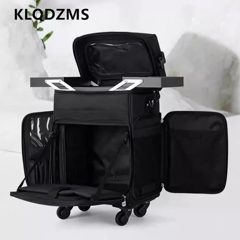 

KLQDZMS Women's Cosmetic Bag Large-capacity Beauty Manicure Tool Box Oxford Cloth Cosmetic Box Universal Wheel Rolling Suitcase