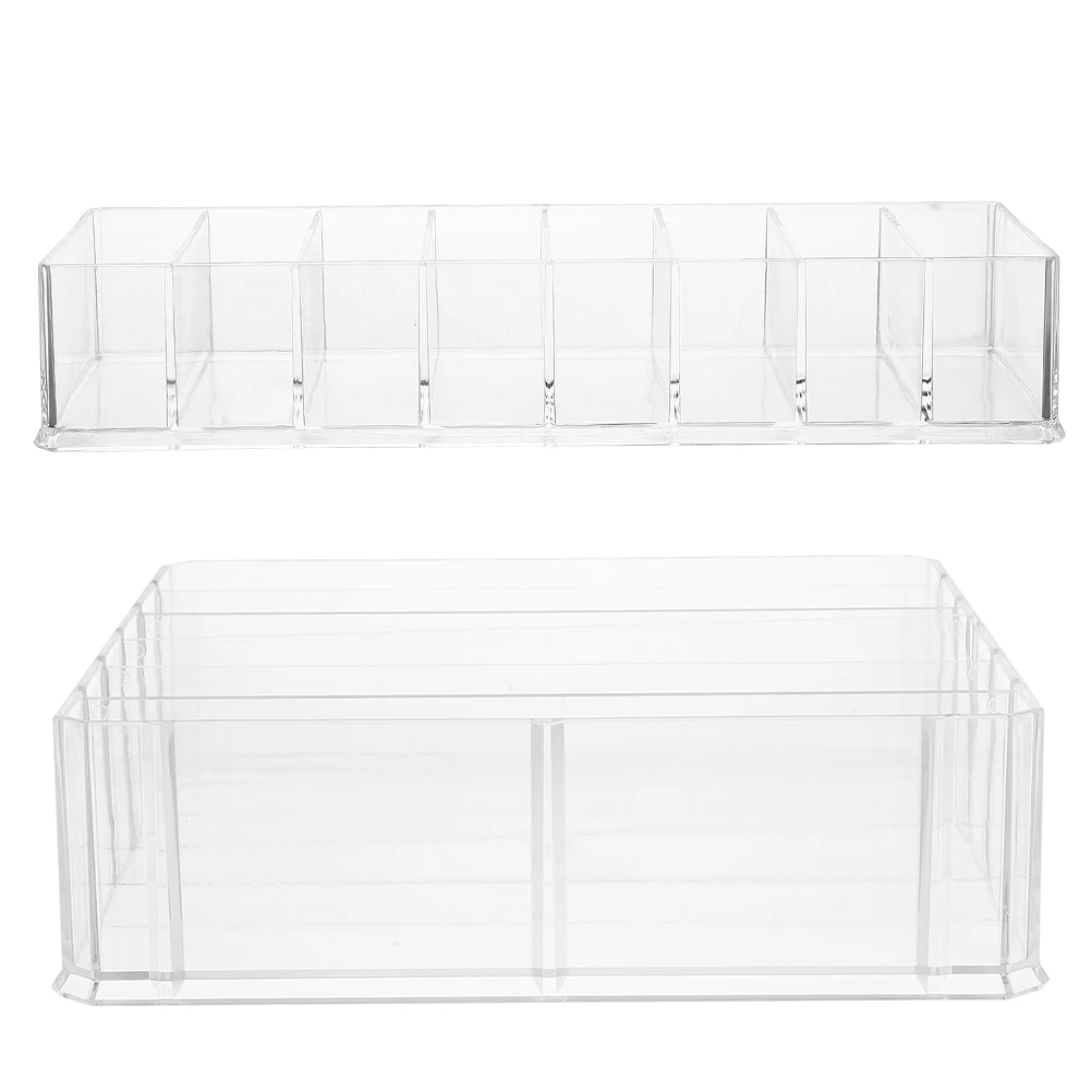 

2pcs Cash Storage Box Transparent Acrylic Coin Tray Multi-Grid Money Organizer Replacement For Office Classroom Shop Use Desktop