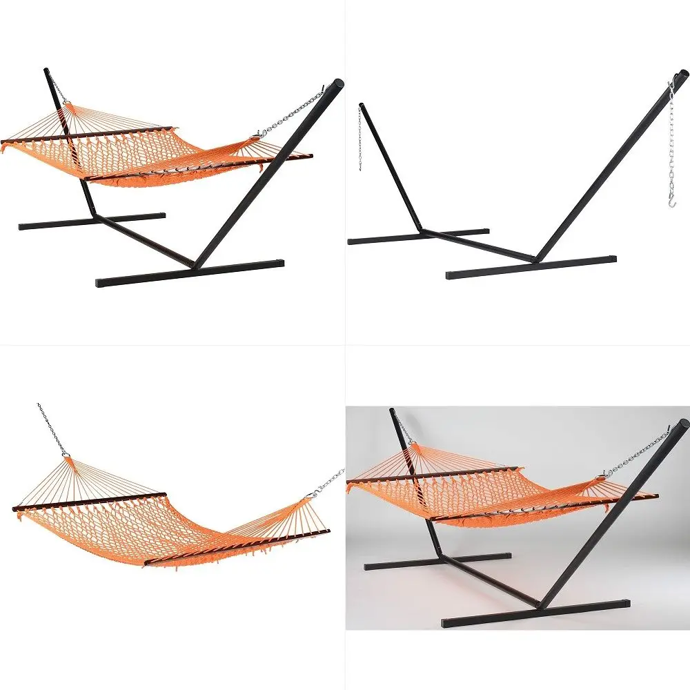 

Hammock and Tri Beam Stand Orange Hammock and Black Stand