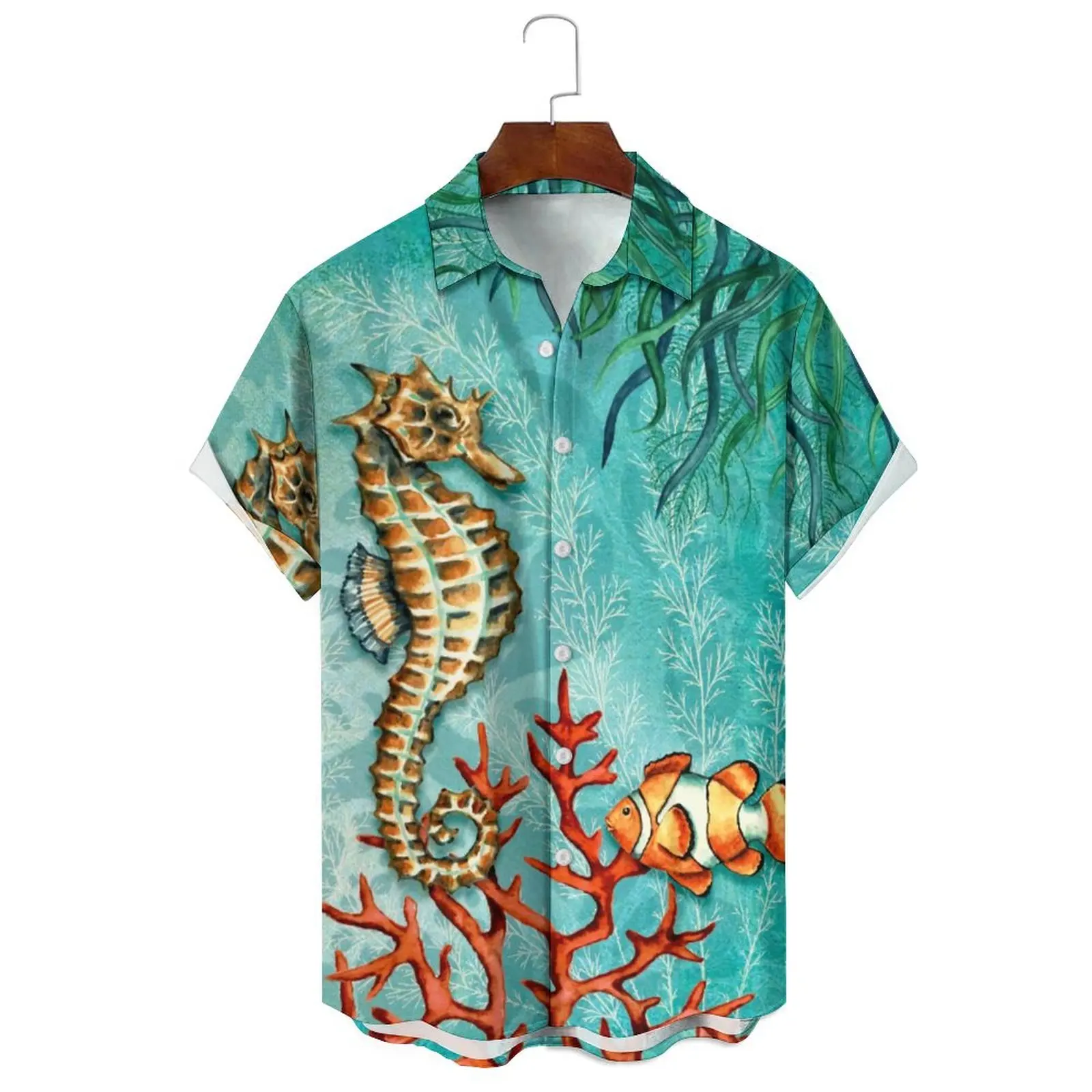 Summer Sea Turtle 3D Printed Hawaiian Shirt Men's And Women's Summer Fashion Casual Button-down Shirt Vacation Plus Size Shirt