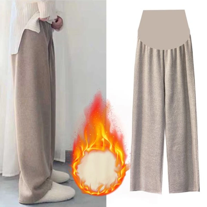 

New Special Maternity Pants Fall and Winter Padded and Thickened Outside Wear To Wear Abdominal Pants Loose Wide-legged Pants