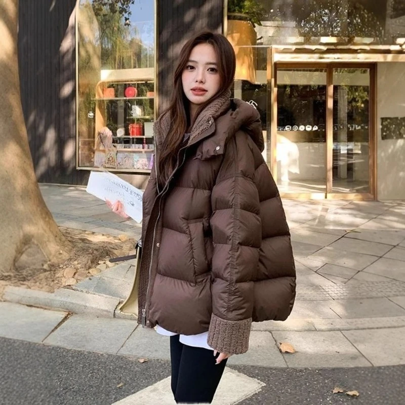 

Fashion Casual Cotton Jacket Women's Winter New in Loose Lambhair Collar Cotton Jacket Warm and Thick Coat Clothes Top