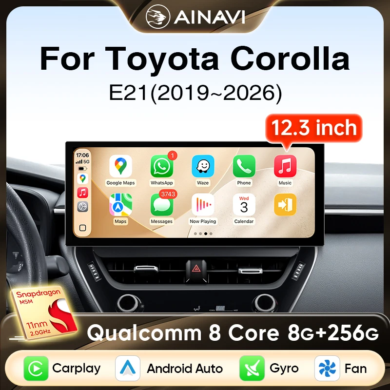 

Ainavi Car Radio For Toyota Corolla 2019 2020 2021 2022 2023 2024 2025 Wireless Carplay Android Auto 4G Car Multimedia 2K Screen