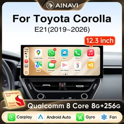 Ainavi Car Radio For Toyota Corolla 2019 2020 2021 2022 2023 2024 2025 Wireless Carplay Android Auto 4G Car Multimedia 2K Screen