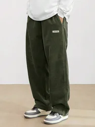 Japanese Hot Selling Corduroy Loose Men's Wide Leg Pants for Both Men and Women Solid Color Simple Trendy Casual Work Pants