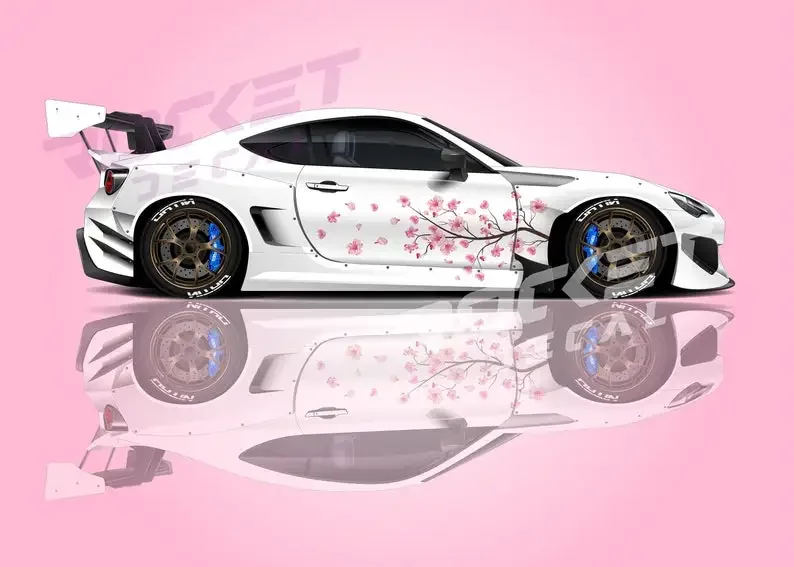 Sakura Cherry Blossom Car Livery, Japanese Theme Side Car Vinyl Livery, Universal Size, Large Vehicle Graphics, Car Livery