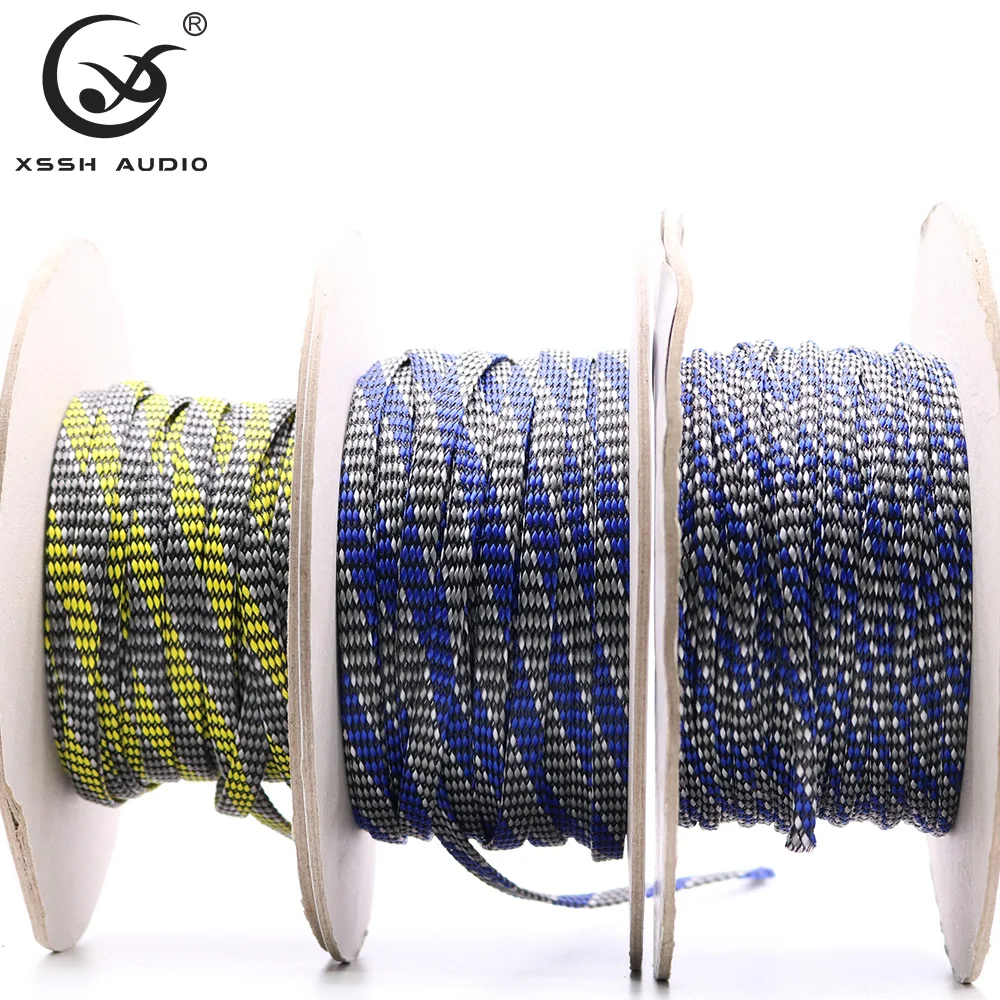 10m 3 ~ 20mm XSSH Audio OEM HIFI Shield Suspension Screen Woven Rayon Nylon Cotton Snakeskin Mesh Knit Braided Cable Sleeve Tube