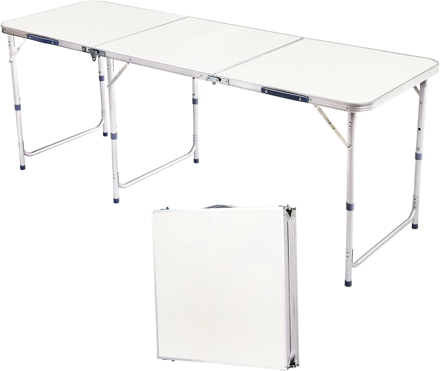

Portable Camping Table with Carrying Handle Outdoor Folding Table Folding Dining Table for Camping and Party (White 6ft)