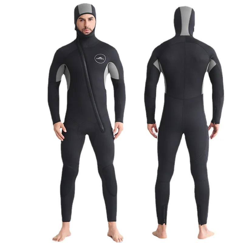 New Men's 5mm 7mm Neoprene One-piece Internal plush Suede Lining for Warmth Free Diving Wetsuit Diving Suit