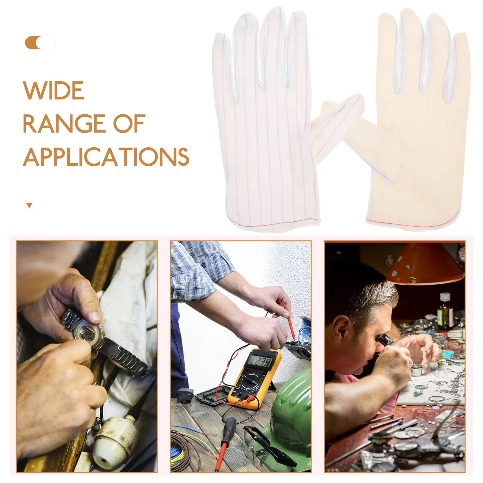 

10pcs Anti Static Breathable Nonskid Working Gloves For Jewelry Inspection Art Shop Stage Multifunctional Hand Protection Labor