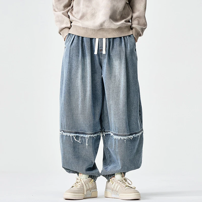 Oversized Men Casual Jeans New Arrival 2026 Spring Vintage Style Washed Denim Streetwear Harajuku Loose Male Harem Pants N021