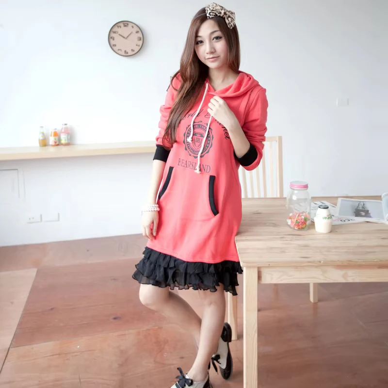 Maternity Clothes Hoodies Dress Thermal Long Sleeve Winter Nursing Dress Loading Nursing Clothes Breast Feeding Dresses