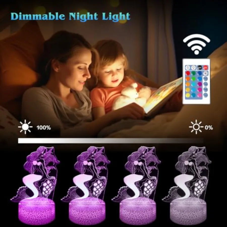 Night Light Gifts for Girls, 3D Illusion 16 Color Change Decor Bedside Lamp with Remote and Smart Touch, Gifts for Christmas Bi