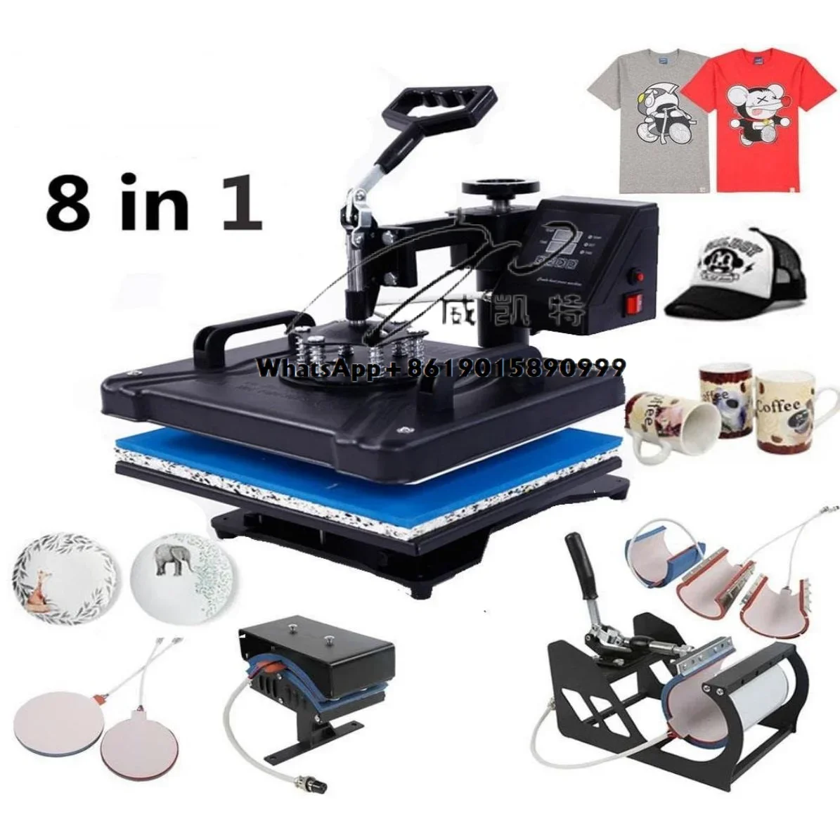 WBFHPM 2938-8 Hot selling 8 in 1 Combo multi-function Sublimation heat press machine AC 220V/110V