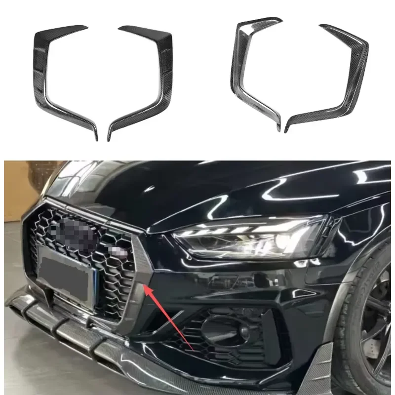 RS5 Carbon Fiber Front Bumper Grill Canard Trims for RS5 Sedan 2021-2022 FD Style Front Canards
