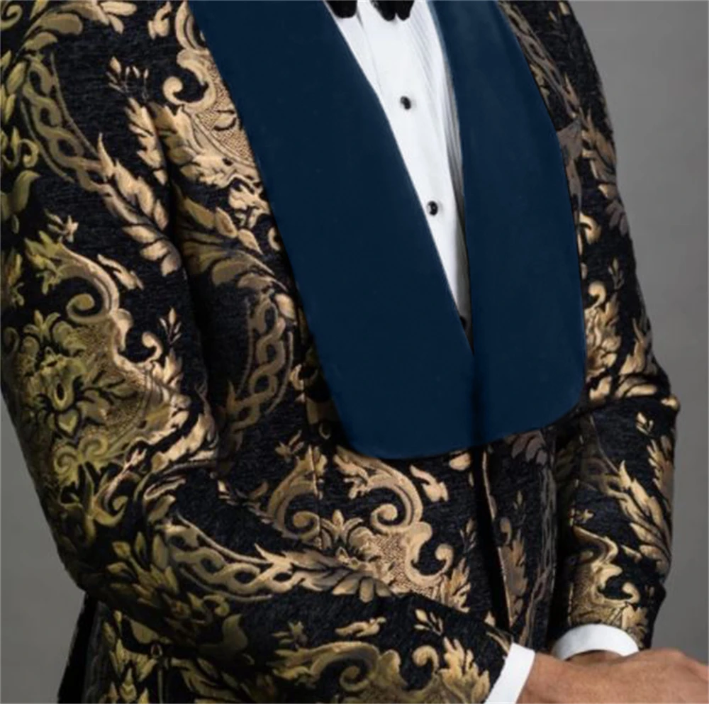 Formal Clothes Boy's Evening Dresses Boys Costume Suit Children Wedding Suit For Boys Navy Blue Floral Blazer Kids Prom Suits