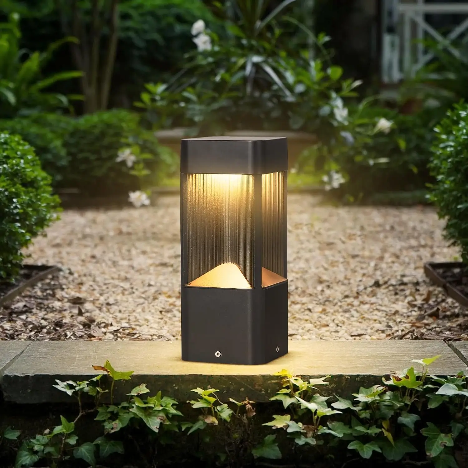 3000K Pathway Lights Black Landscape Path Light Outdoor Waterproof Garden Floor Lamp Modern Walkway Lights Led Warm Light