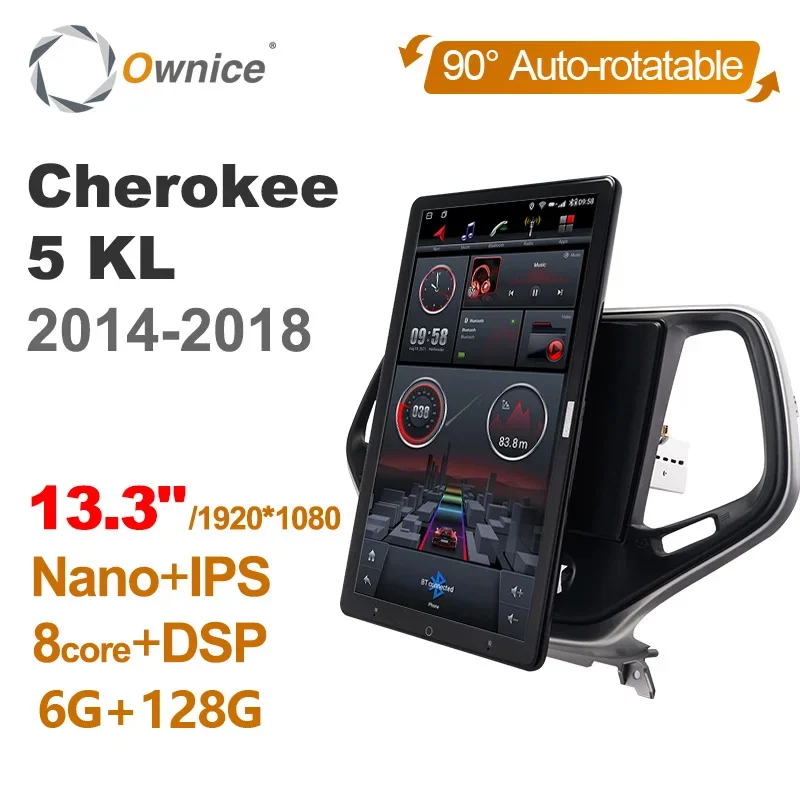 1920*1080 Ownice Android 10.0 Car Radio RDS Auto Multimedia Video Audio head Unit 13.3'' Rotatable Jeep Cherokee 5 KL 2014-2018