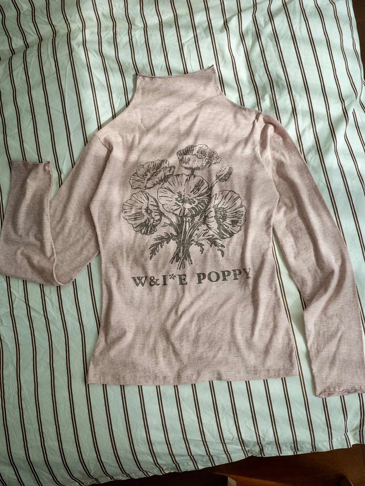 

Женская модная футболка с длинным рукавом и высоким воротником, с ручной росписью, в стиле ретро, из смесового хлопка и льна, Caicaicai Camere