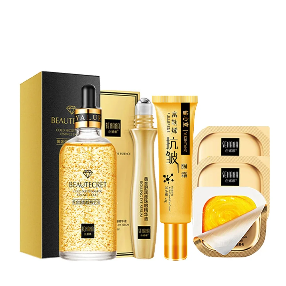 Skin Care Set 24K Gold Nicotinamide Face Essence Night Mask Face Mask Brighten Eye Cream Korean Cosmetics Facial Products Kit