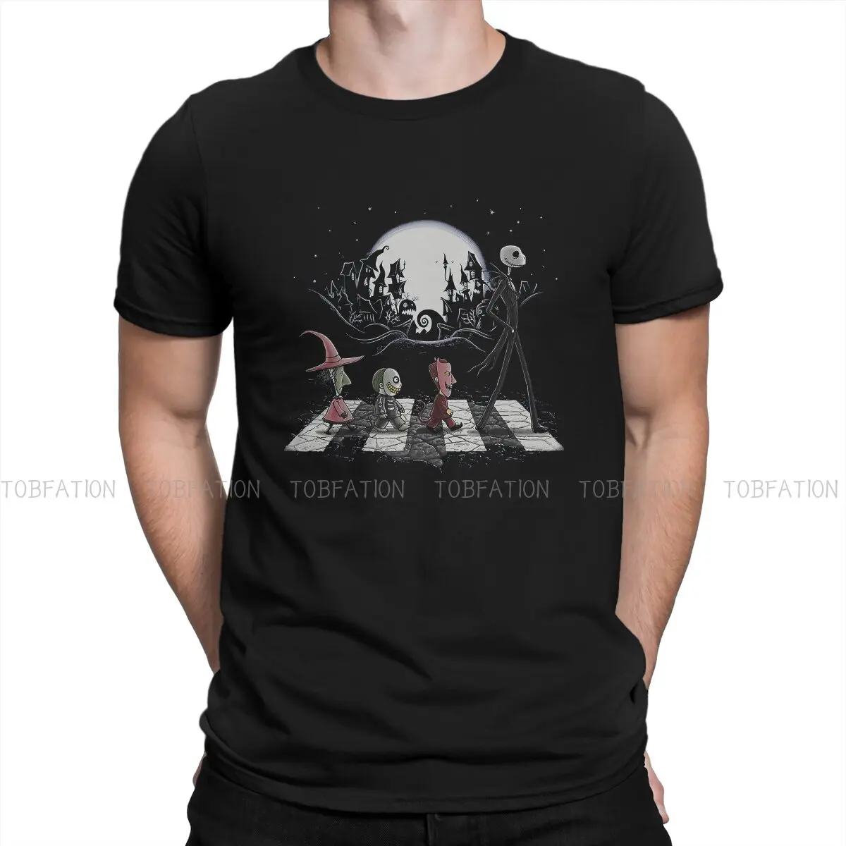 Halloween Pumpkin Copy of Jack And Sally Tshirt Vintage Grunge Men's Tshirts Tops Loose Cotton Crewneck T Shirt