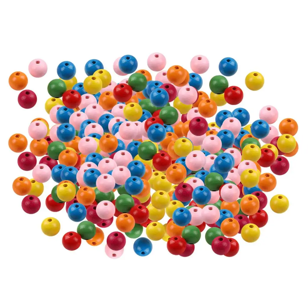 500PCS Mixed Colorful Wooden Beads 6-20mm Jewellery Kunst und