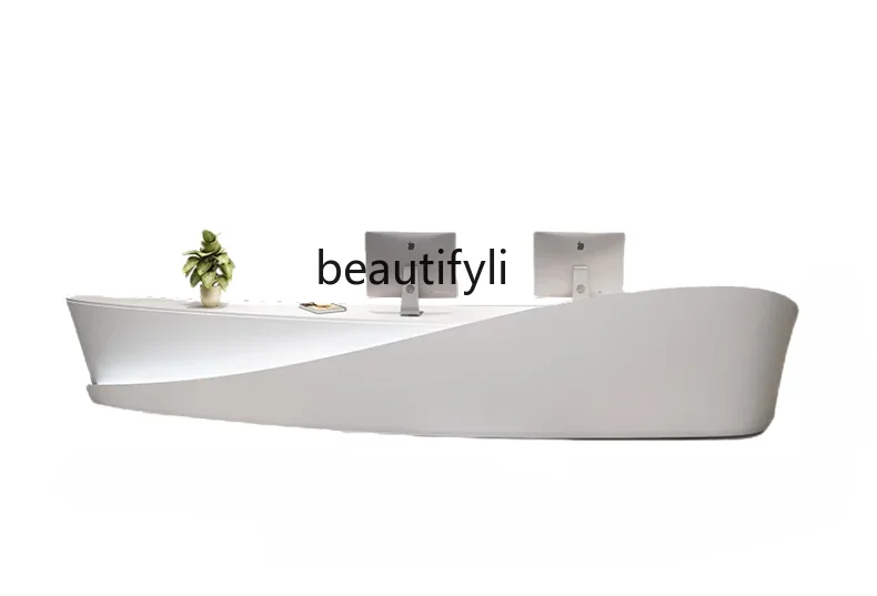 FRP, lacquer Reception Creative Ship Reception Desk Fashion Beauty Salon Welcome Desk Hotel, Bar