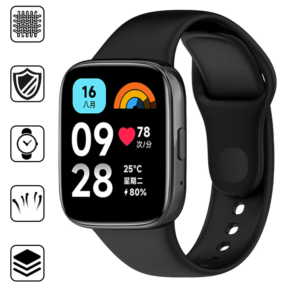 Pulseira de Silicone Esportiva Respirável para Xiaomi Redmi Watch 3 Active 3 Lite, Acessório de Substituição para Smartwatch