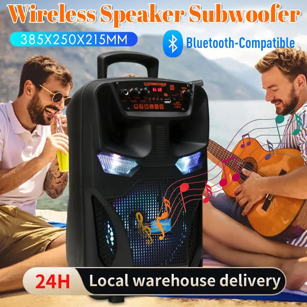 

Мощная колонка с поддержкой Bluetooth, сабвуфер, стереозвук, громкий звук, FM-радио, портативная акустика для путешествий, использования в помещении и на улице ﻿