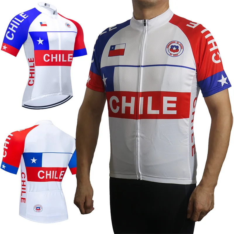 

Chile Short Sleeve Road Jersey Bicycle Jacket Run Climbing Shirt Clothes Cycling Bike Top Downhill Race Motocross Wear Ride