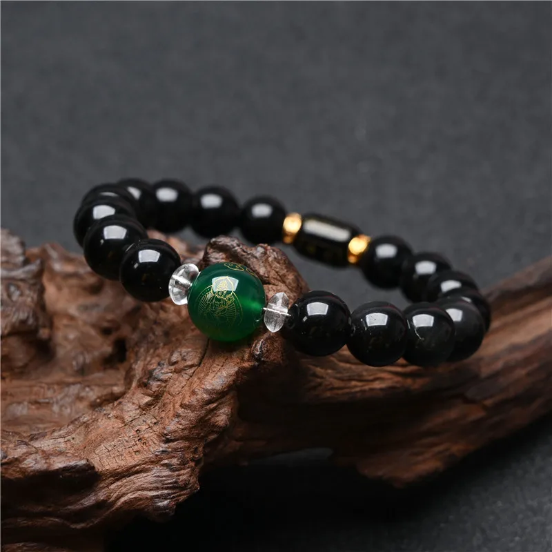 Natural Obsidian Zodiac Guardian God Bracelet Horse To Bodhisattva Benmingnian Amulet Exorcism HandString Lucky Couple Jewelry
