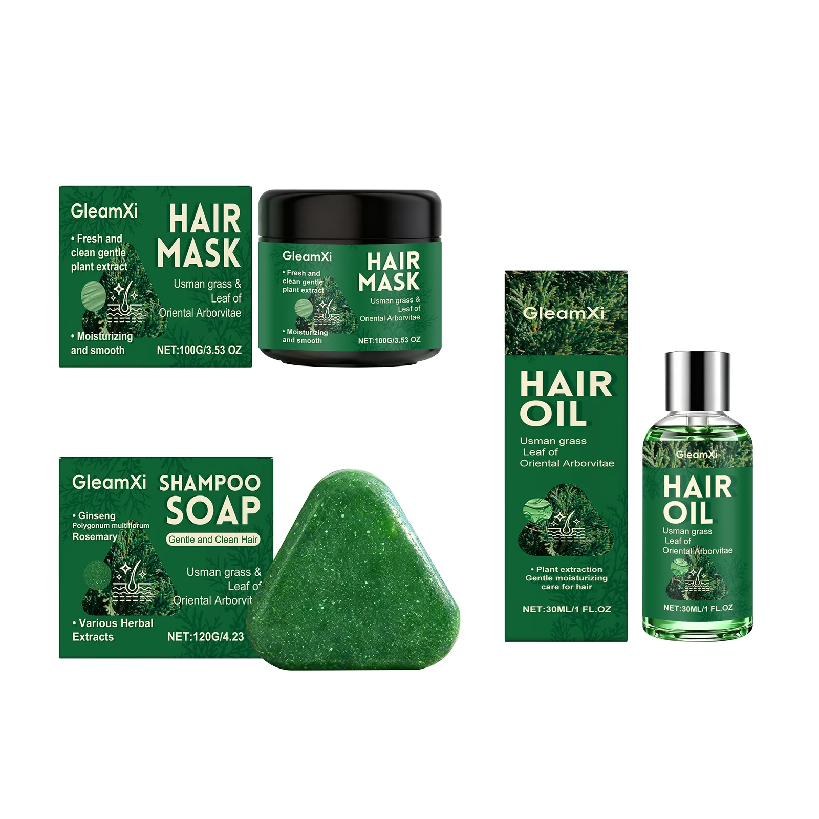 Usman Grass Shampoo Soap Oil Control Hair Growth Deep Clean Hair Mask Improve Split End Hair Oil Strengthen Hair Roots Hair Care